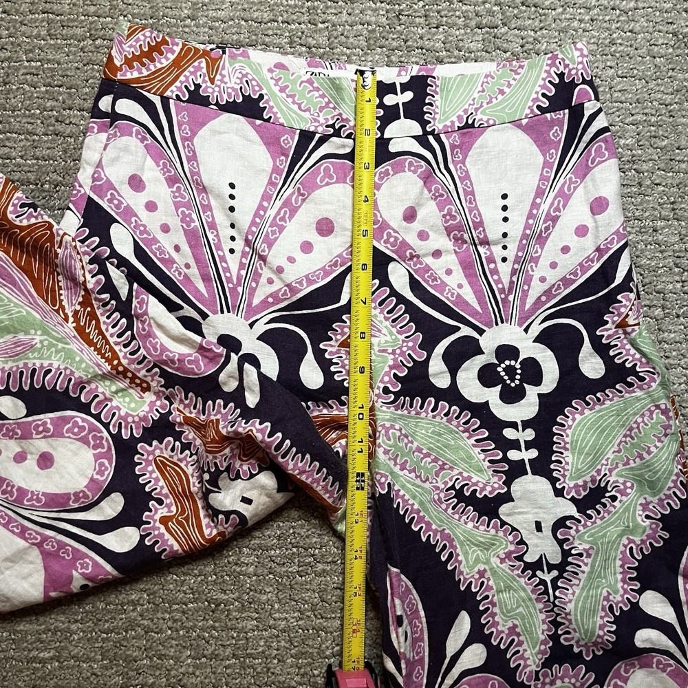 ZARA Wide Leg Paisley Print Pants Women's Size Medium High Rise‎ Flare Boho - Picture 12 of 15